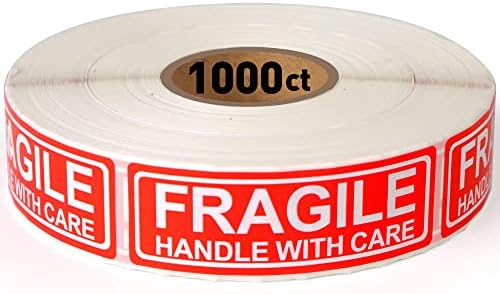 Fragile - 1"x3" Handle with Care Shipping Stickers, 1000 Labels Per Roll