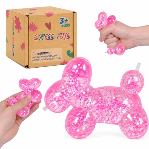 Graphinza Squeeze Toys – Balloon Dog Squishy Squeeze Toy (Pink, 9cm)