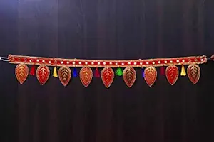 Vak-Vama Door Hanging Bandhanwar Toran -Toran for Main Door Velvet Shubh Labh Toran Fabric Bandarwal for Home Handmade Moti Diwali Decoration Toran for Door Wall Decoration - Size 36