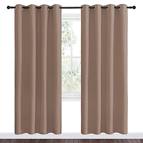 Image of NICETOWN Kitchen Blackout Curtains and Drapes - Triple Weave Energy Saving Thermal Insulated Solid Grommet Blackout Panels for Patio (1 Pair, 55 inches by 78 Inch, Cappuccino)