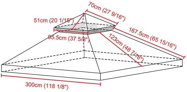 Miniatura 4 de Yescom Toldo de repuesto resistente al agua de 10 x 10 pies para cenador de flecha, doble nivel, color beige, cubierta de patio al aire libre