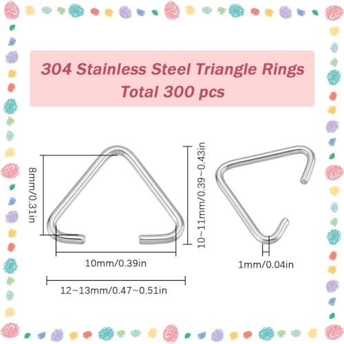 SUNNYCLUE 1 Box 300Pcs Triangle Open Jump Ring 304 Stainless Steel Open Jump Rings Jumping Bulk Triangle for Jewellery Making Accessories DIY Earrings Bracelet Necklace Keychain - Image 2