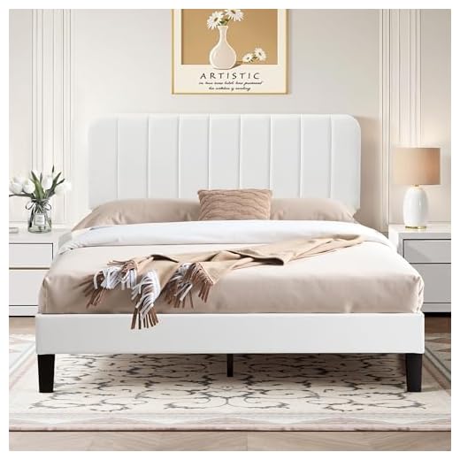 VECELO Double Size Bed Frame, 4ft6 Upholstered Velvet Platform with Adjustable Headboard, Wood Slat Support, Mattress Foundation, No Box Spring Needed, Noise-free