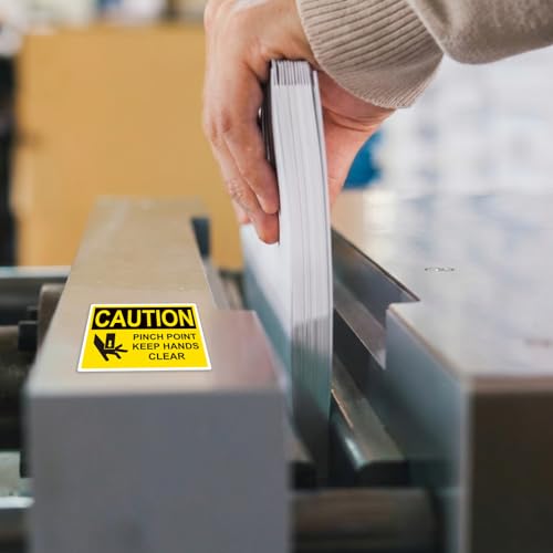 ForraFun 10 Pcs CAUTION Pinch Point Keep Hands Clear OSHA Label Decal - 5 x 3.5 Inch Vinyl Safety Warning Sign Stickers for Industry Machinery Workplace