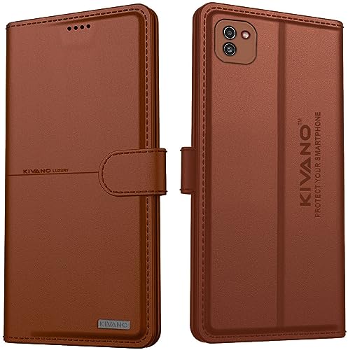 Image of Compatible with Samsung Galaxy A03 Flip Cover | Leather Finish | Inside Pockets & Inbuilt Stand | Shockproof Wallet Style Magnetic Closure Back Cover Case