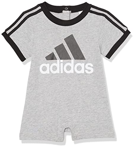 Image of adidas Baby Boys Short Sleeve 3-stripe Shortie Romper