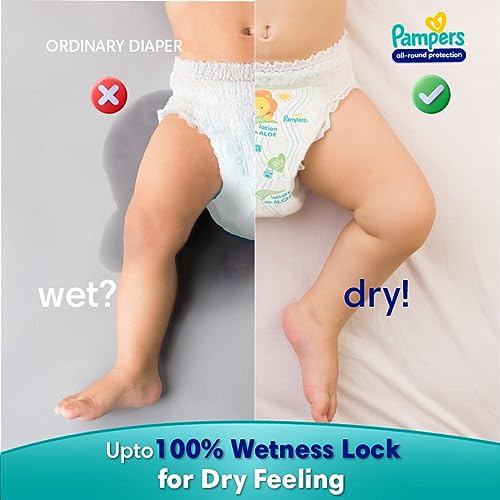 Image of Pampers Complete Skin Comfort Pants, Anti-rash blanket, Lotion with Vitamin E & Aloe Vera, Small size baby diapers (SM) 56 Count, 4-8 kg