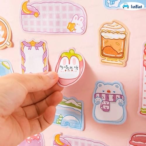 Image of FunBlast Sticky Notes - Colorful Chibi Charm 12 Sheets - 240 Sticky Notes, Sticky Pad for Study, Point It Marker Stationery Items, Self-Adhesive Memo Pad, Planners and Memo Sticker