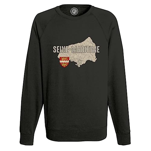 Sweat Seine Maritime 76 homme avec motif de carte ancienne de Rouen