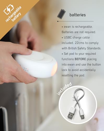 Image of Sweet Dreamers, Rechargeable Ewan Deluxe, Beige | Baby & Toddler White Noise Sound Machine | Cry Sensor & Nightlight | 10 Soothing Sounds | Continuous or Timer Playback | Machine Washable