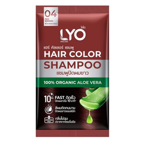 LYO Gray hair dye shampoo 04 (Red Brown) 30 ML.2 Packs. image 5