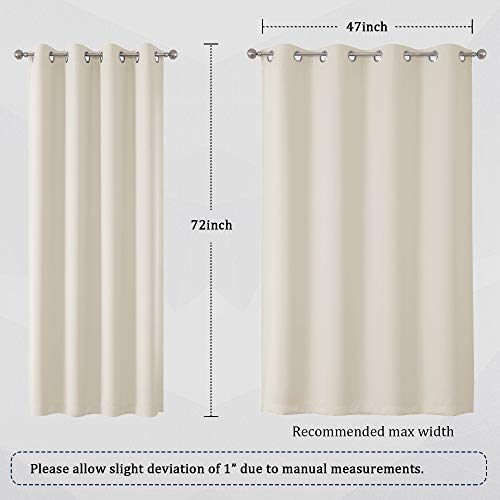 Dualife Cream Beige Curtains 72 Inch Length Blackout Window Drapes For Bedroom Thermal Insulated Room Darkening Curtains 2 Panels For Living Room Grommet Top 52 X 72 Inches Long Buttercream #TOP5
