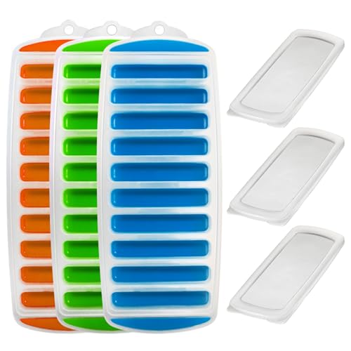Molde de cubo de hielo de 3 piezas de 3 piezas, 3.7 bandeja de cubos de hielo de 3.7 botella de agua con tapa, liberación fácil reutilizable para whisky escalofriante, cócteles, botella de café