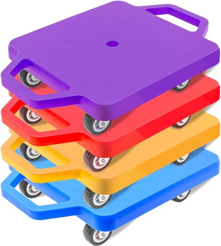 Juego de 4 patinetas para niños con asas, monopatín para niños, tabla de equilibrio, patinete de surf con rodillos, autismo, patinetes sensoriales para gimnasio