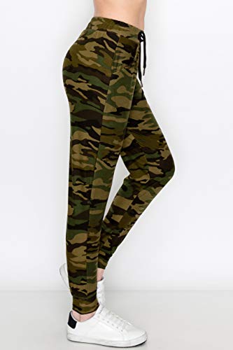 ALWAYS Women Drawstrings Jogger Sweatpants - Super Light Skinny Fit Premium Soft Stretch Camo Military Army Pockets Pants M