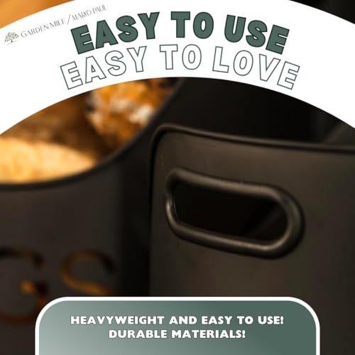 Marco Paul Log, Kindling and Matchstick Holder Set Fireside Accessories for Home Fireplace Management Black Metal Bucket Set Indoor Fire Equipment Wooden Log Bucket