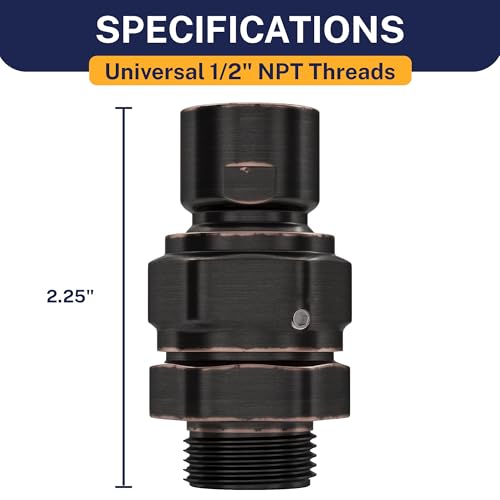 HammerHead Showers® Solid METAL Shower Head Swivel Ball Adapter Oil Rubbed Bronze | Adjustable Pivot Ball To Adjust Showerhead Angle | Universal Connector Joint Fits Fixed Hand Held Rain Shower Heads