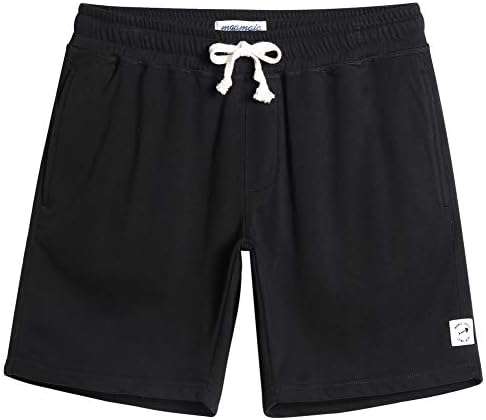 maamgic Mens Sweat Shorts 7" Above Knee Workout Gym Shorts Lounge Shorts with Zipper Pockets Black