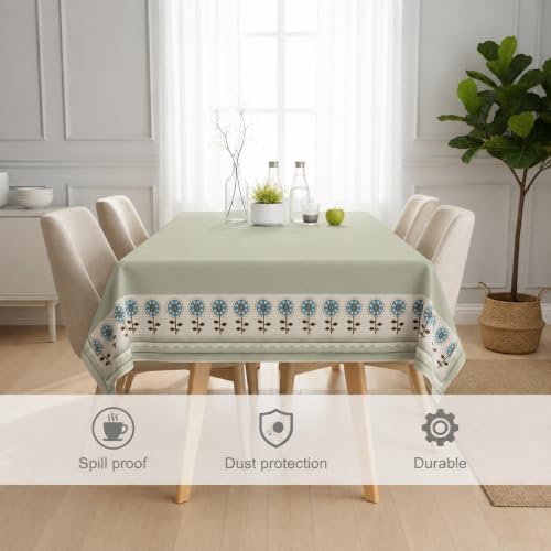 Image of STITCHNEST Cotton Slub Table Cover for 6 Seater Dining Table|54 x 78 Inches, Digitally Printed|Durable, Washable & Fade-Resistant Fabric