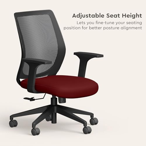 Image of Interio by Godrej Curv Premium Mesh Wide Back Ergonomic Chair for Work from Home /Study | 1 Year Warranty | Height Adjustable Chair | Heavy Duty PP Base | DIY Installation (Milan Red)