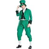 Amosfun costume de monsieur lutin vert festival photo prop vêtements costume costume pour la performance st patricks day cosplay 1 set (taille de style adulte xl)