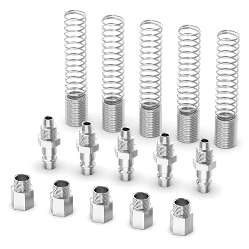 ERGAOBOY 5 piezas macho de aire industrial de acoplamiento y kit de enchufe para 8MM OD x 5MM ID tubo, resorte de carga de compresor neumático accesorios