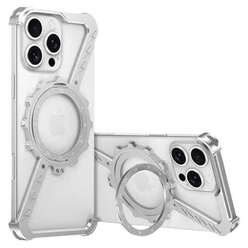 Coque de protection minimaliste en aluminium avec anneau rotatif et support aimanté