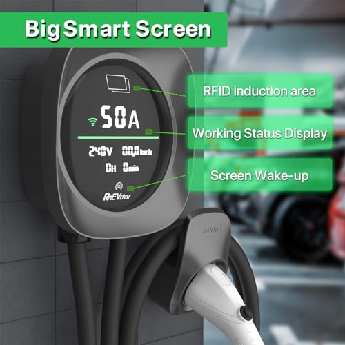 RhEVchar-EV-Charger-50-Amps-Smart-Screen-Level-2-Charging-Station-with-WiFi-240V-J1772-Home-Electric-Vehicle-Charger-NEMA-14-50-Plug-or-Hardwire-APP-Controlled-Car-Charger-ETL-Listed