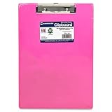 Saunders Plastic Clipboard with Low Profile Clip, Neon Pink, Letter Size, 8.5 inch x 12 inch, 1 Clipboard (21594)