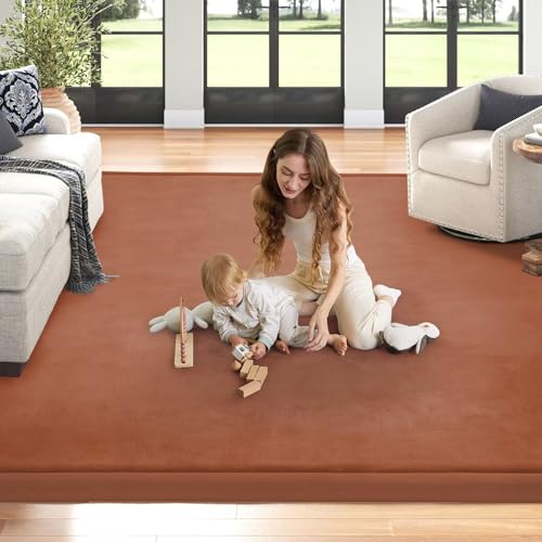 Image of Baby Play Mat for Floor Nursery Muscle Mat Area Playroom Rug 39 inchx59 inch Elastic Foam 1.3 inch Thick Crawling Mat for Babies,Toddlers, Infants,Kids (Brick Red)