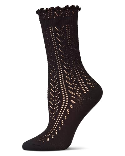 MeMoi Women's Ruffle Pointelle Crew Socks2
