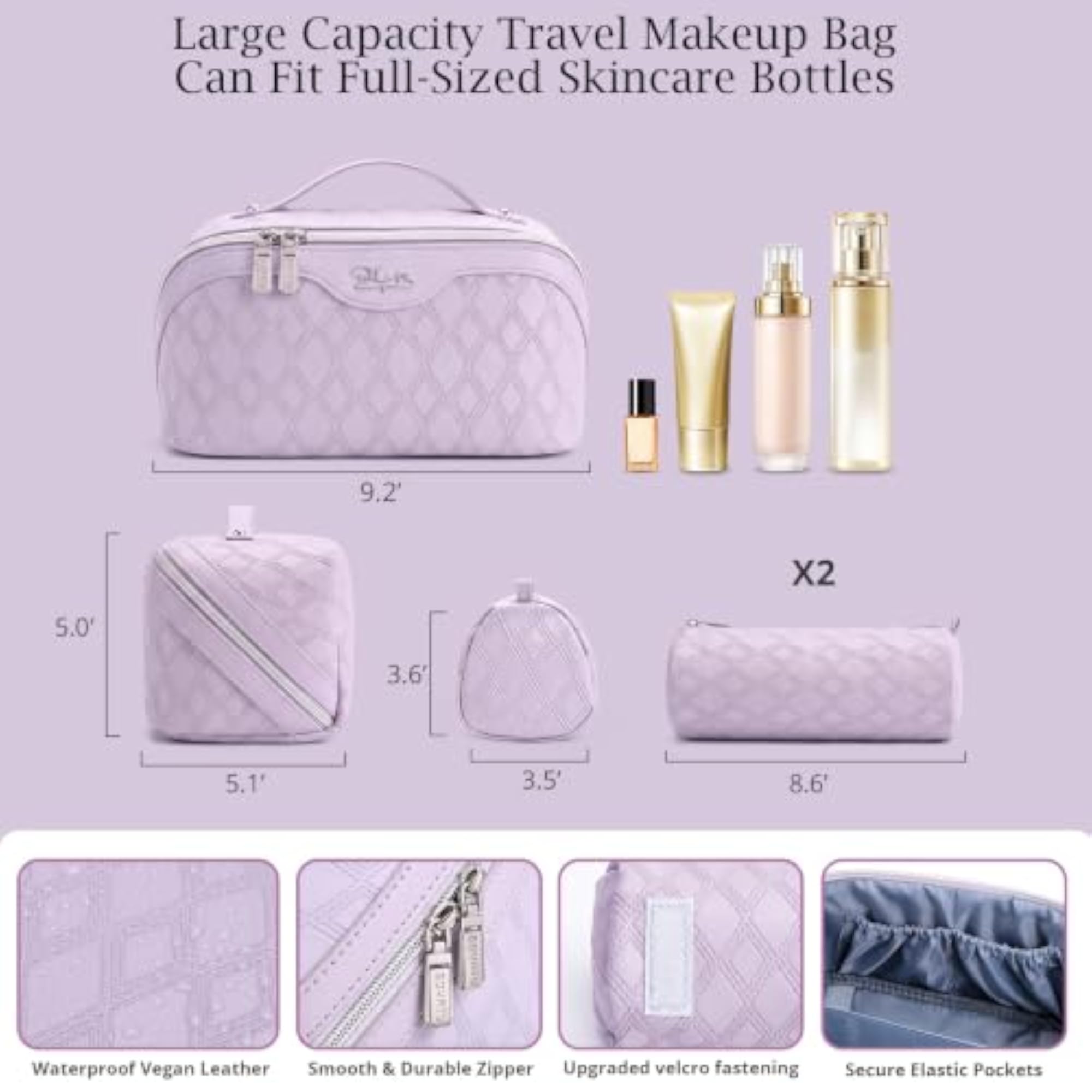 Travel Makeup Bag for Women, 3-in-1 Leopard Print Set