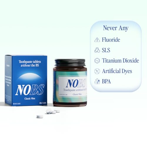Image of NOBS (No Bad Stuff) Toothpaste Tablets - Nano Hydroxyapatite, Fluoride & Plastic Free, Eco & Travel Friendly - Remineralize with NHA (3 Month) (Pack of 2)