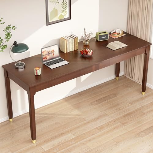ENPKLUTE 63 Inch Long Solid Wood Desk with Drawers -