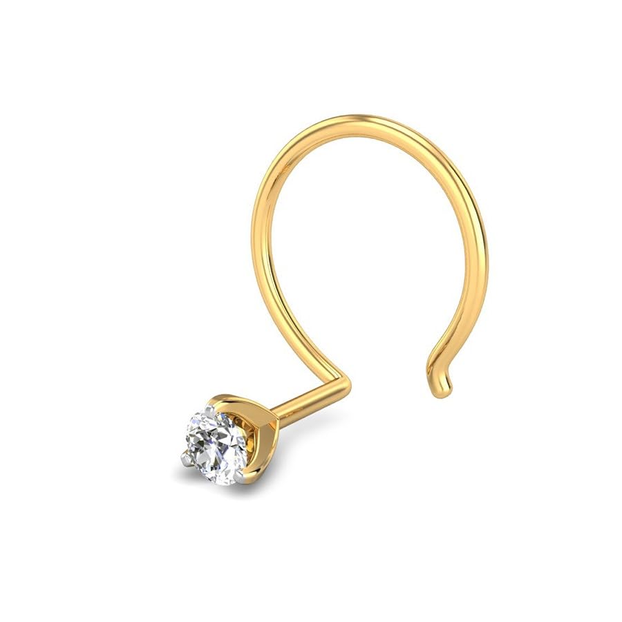 CANDERE - A KALYAN JEWELLERS COMPANY Yellow Gold 18K (750) BIS Hallmark Single Stone SI IJ Diamond Nosepin for Women - Image 2