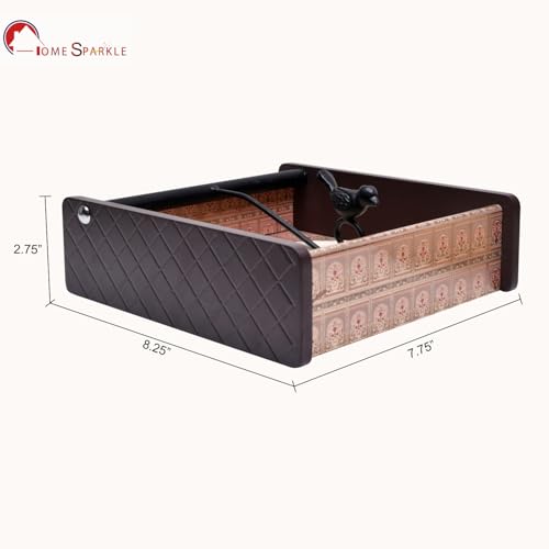 Image of Home Sparkle Napkin Storage - 1 Pack Table Napkin Holder Tray for Indoor & Outdoor Use | Kitchen, Dining, Restaurant & Home Decor (Brown-C6V48)