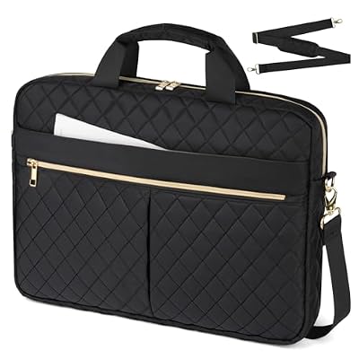 vsshe Borsa del Portatile, 15.6 Pollici Cartella per Laptop, Borsa da Lavoro Donna Impermeabile, Borsa Computer Grande con Tasche e Divisori Interni Imbottiti, con Tracolla, per Ufficio, Scuola, Nero