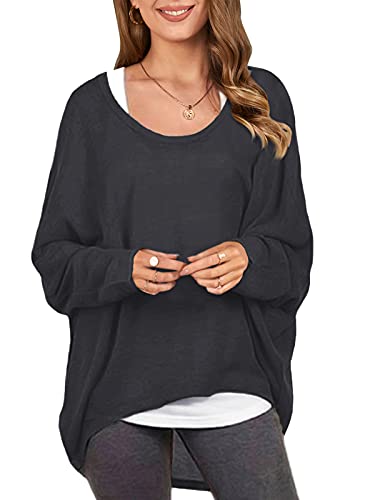Image of ZANZEA Women's Off The Shoulder Batwing Tops Casual Loose Oversized Tshirts Long Sleeve Fall Pullover Sweater Tops