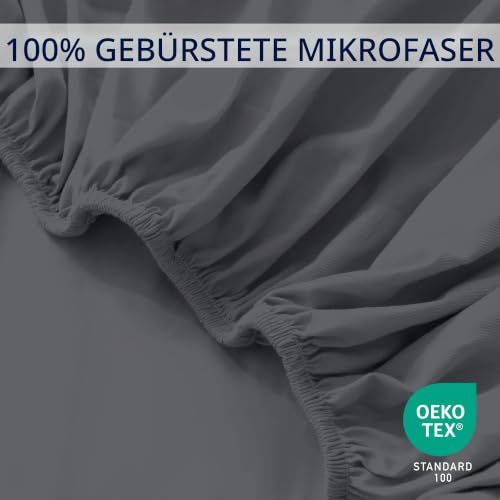 Spannbettlaken 160x200cm - Spannbetttuch Bettlaken Bettbezug (D.grau) – Ansicht 6