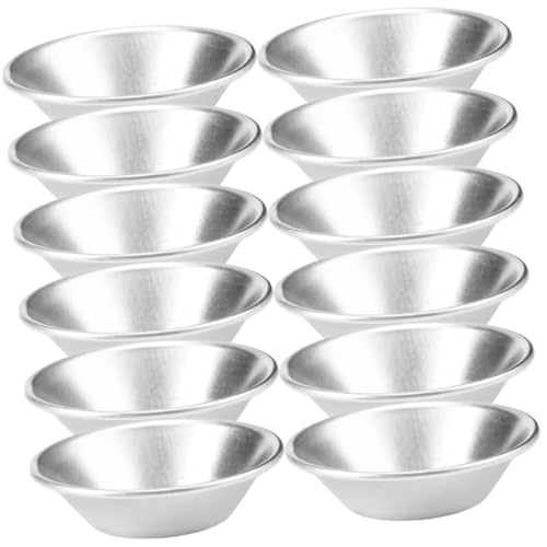 COLLBATH 12 piezas Molde para Tartas de Huevo Reutilizable de Metal Redondo Molde para Muffins y Cupcakes Resistente al Calor Fácil de Limpiar y Almacenar Utensilio Práctico para Hornear