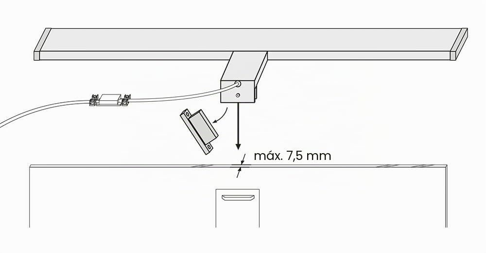 SEBSON Lámpara LED Espejo Baño IP44 80cm, Pinza + Armario | Luz Blanca neutra 4000K, 800x108x39mm, 15W, 1000lm