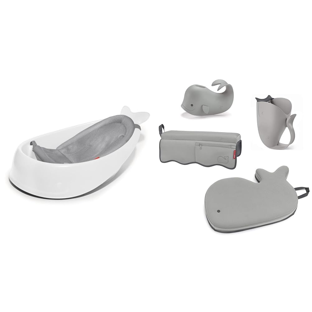 Skip Hop Baby Bath Tub 3-Stage Smart Sling Tub Moby White Moby Baby Bath Essential Set Grey