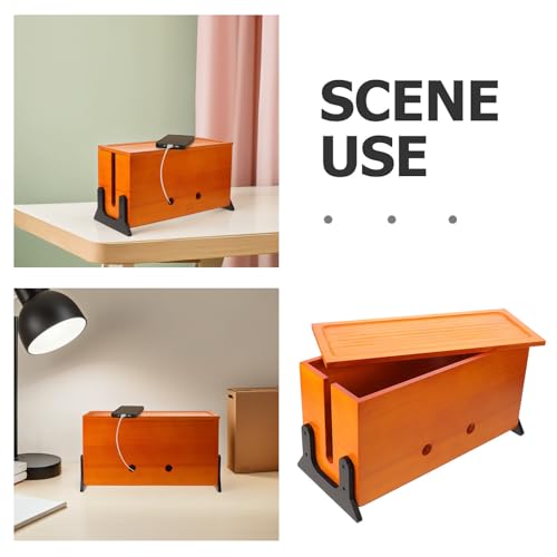 Boîte de rangement en bois pour câbles de bureau cache-prise esthétique - 4