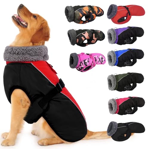 IECOii Extra Warm Dog Coat - Reflective Adjustable Jacket With Buckle Fleece Turtleneck for Cold Weather - Soft Winter Coat for Small Medium Extra Lar