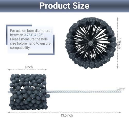 Image of Cylinder Hone, 240 Grit Silicon Carbide, 4 1 /8 inch (105mm) Diameter Ball Hone | for Hole Diameters 3 3 /4 inch - 4 1 /8 inch, Cylinder Engine Sanding Brush for Mild Steel,Stainless Steel,Cast Iron