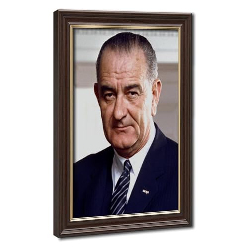 Portrait Lyndon B Johnson Impression sur Toile Décoration Bureau Cadre
