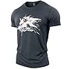 GYMTIER Untamed Wolf Red Eyes Drip Men's Gym T-Shirt Bodybuilding Training Workout Lifting Top Clothing, Grey, L #4