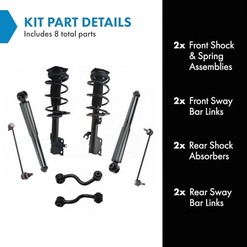 Image of TRQ Front and Rear Suspension Kit Complete Strut & Coil Spring Assembly Shock Absorber Sway Bar Stabilizer Link Compatible with 2008-2012 Nissan Rogue
