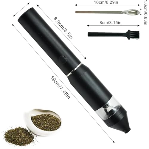 Portable Electric Herb Grinder Pen, Handheld Smart Pollen Spice Mill with Rechargeable Battery - Easy Clean Design (Black) - Image 2