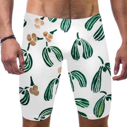 Bañador de competición con estampado de muérdago navideño para un óptimo entrenamiento de pierna